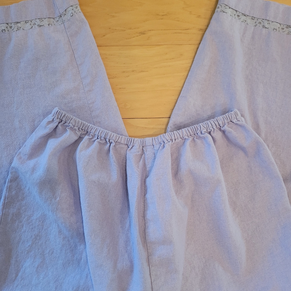 Linen, Floral Lavender Sleeveless Top And  Matching Pants, Norton Studio, Lace - Picture 6 of 10